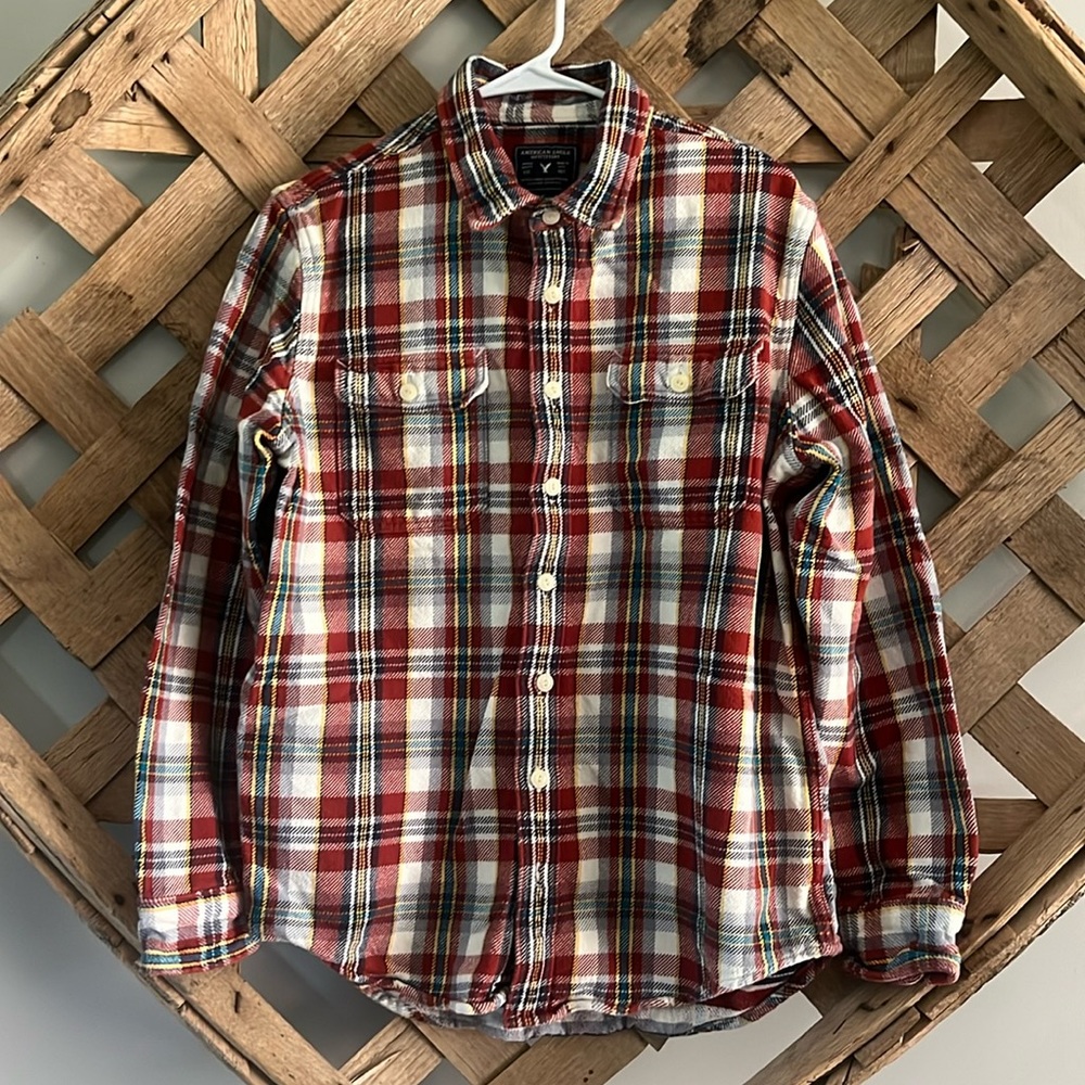 American Eagle Men's Heavy Weight Plaid Flannel Shirt Size M